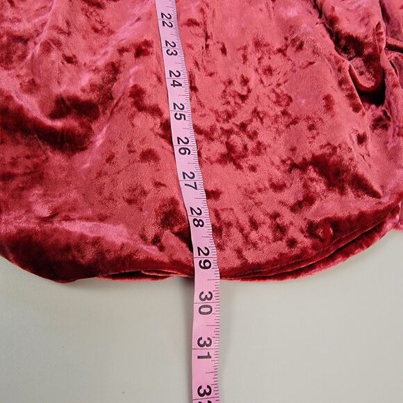 Lulu’s Shine Of Your Life Wine Red Crushed Velvet Wrap Dress 3/4 Sleeve size XS - Picture 9 of 12
